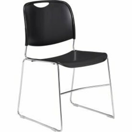 NATIONAL PUBLIC SEATING Interion Stacking Chairs With Mid Back, Plastic, Black INT-8510